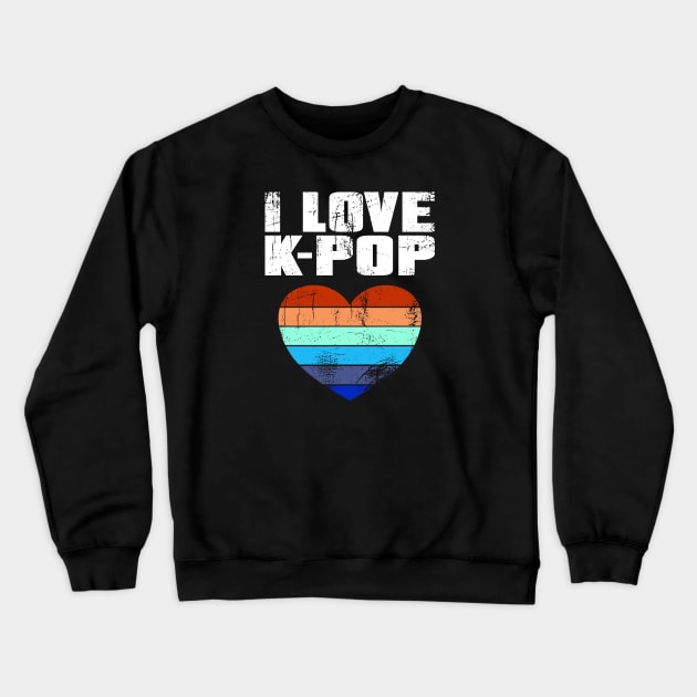 I love K-Pop distressed Heart with color bars Crewneck Sweatshirt by WhatTheKpop